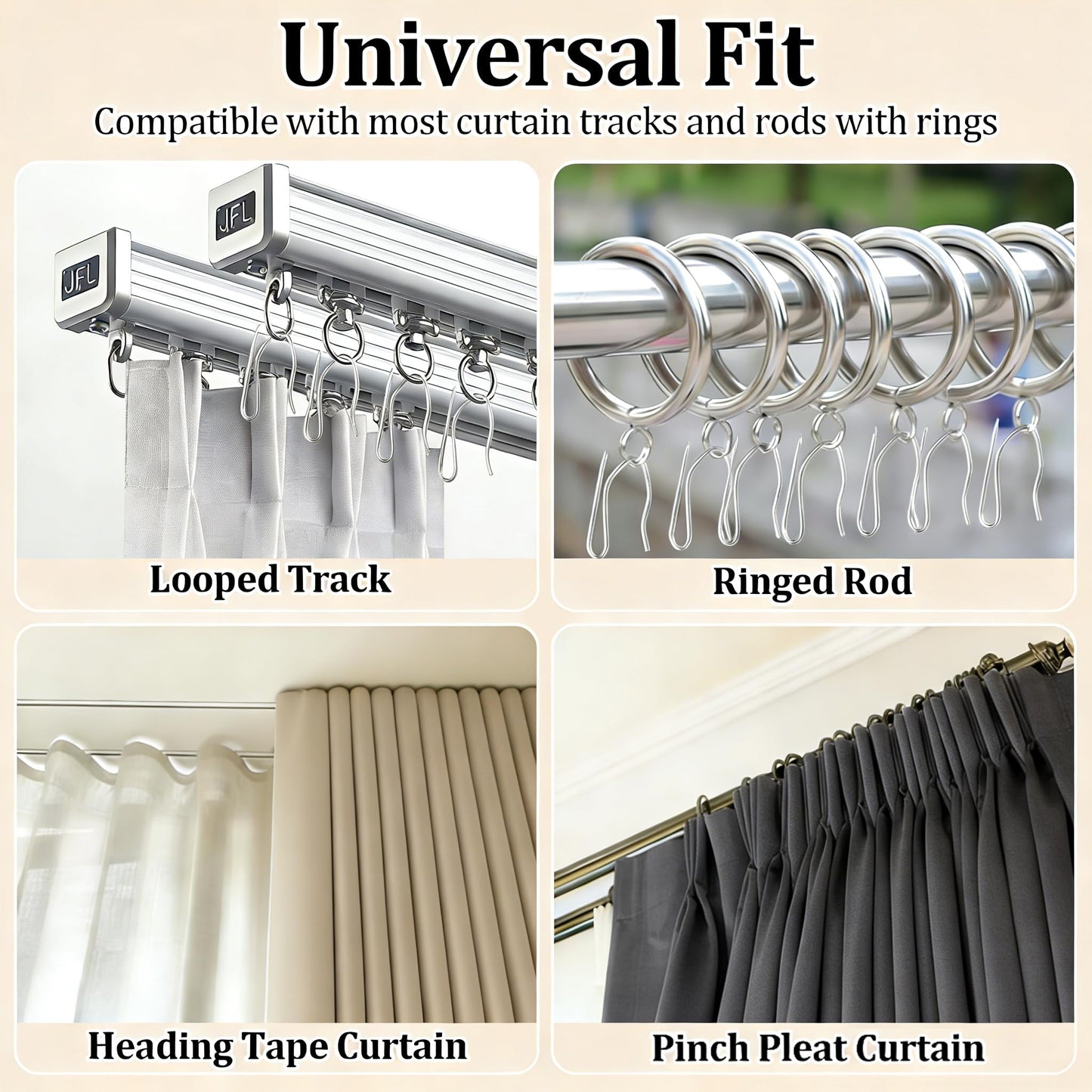 Miss Pen 100-Pack Stainless Metal Curtain Hooks, Heavy Duty Metal Drapery Pin Hooks for Pinch Pleat, Pencil Pleat Curtains, Window and Shower