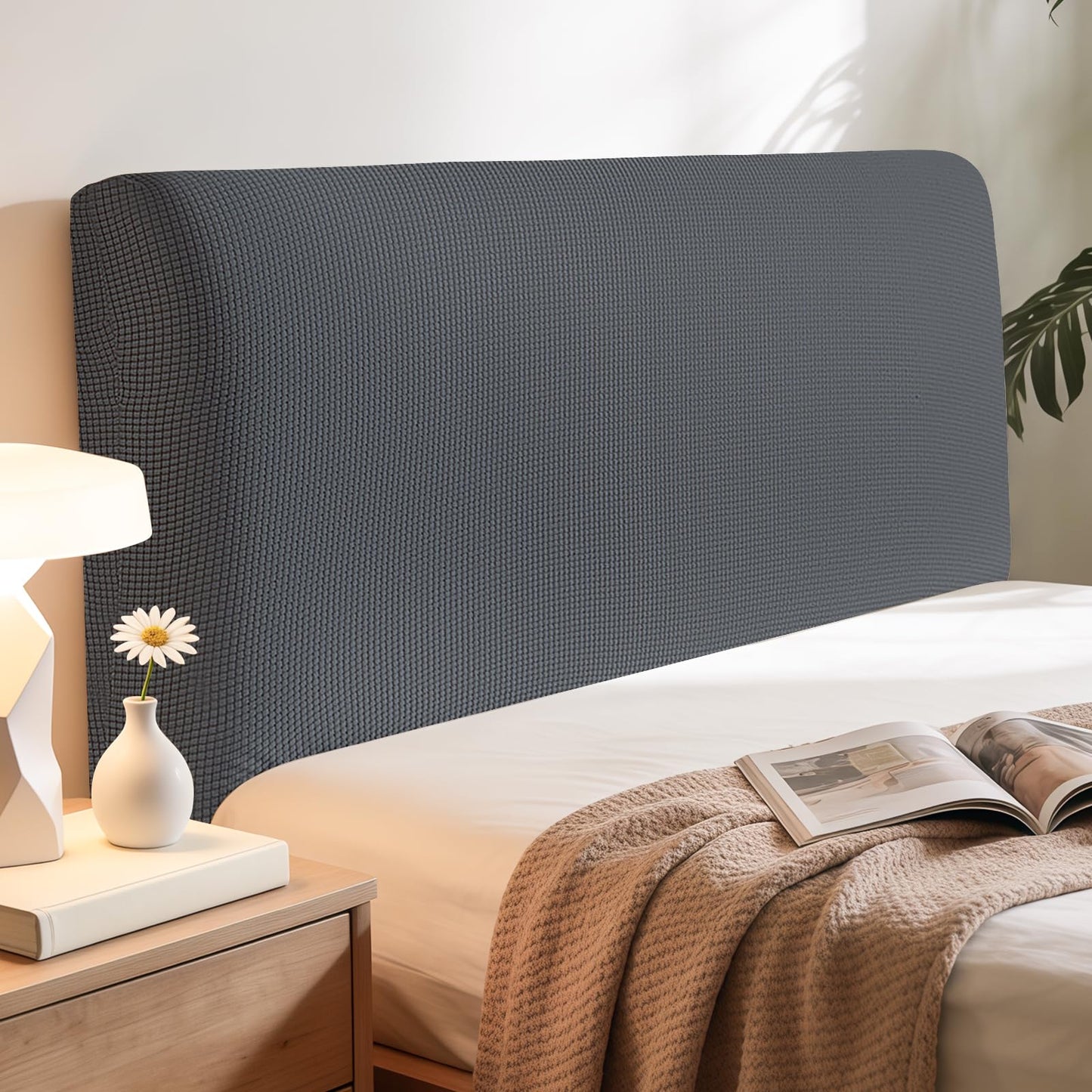 Niuoppy Bed Headboard Cover Fully Wrapped, Stretch Head Board Covers for Single Bed, Beds Headboard Protector Dustproof and Cat Scratch-proof