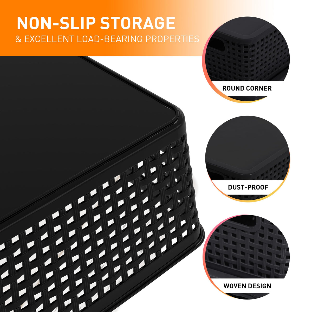 Citylife Set of 10 Pack Plastic Storage Baskets With Lid, Storage Basket for Organizing,Stackable Storage Containers Bins Boxes for Kitchen Bathroom