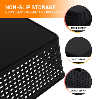 Citylife Set of 10 Pack Plastic Storage Baskets With Lid, Storage Basket for Organizing,Stackable Storage Containers Bins Boxes for Kitchen Bathroom