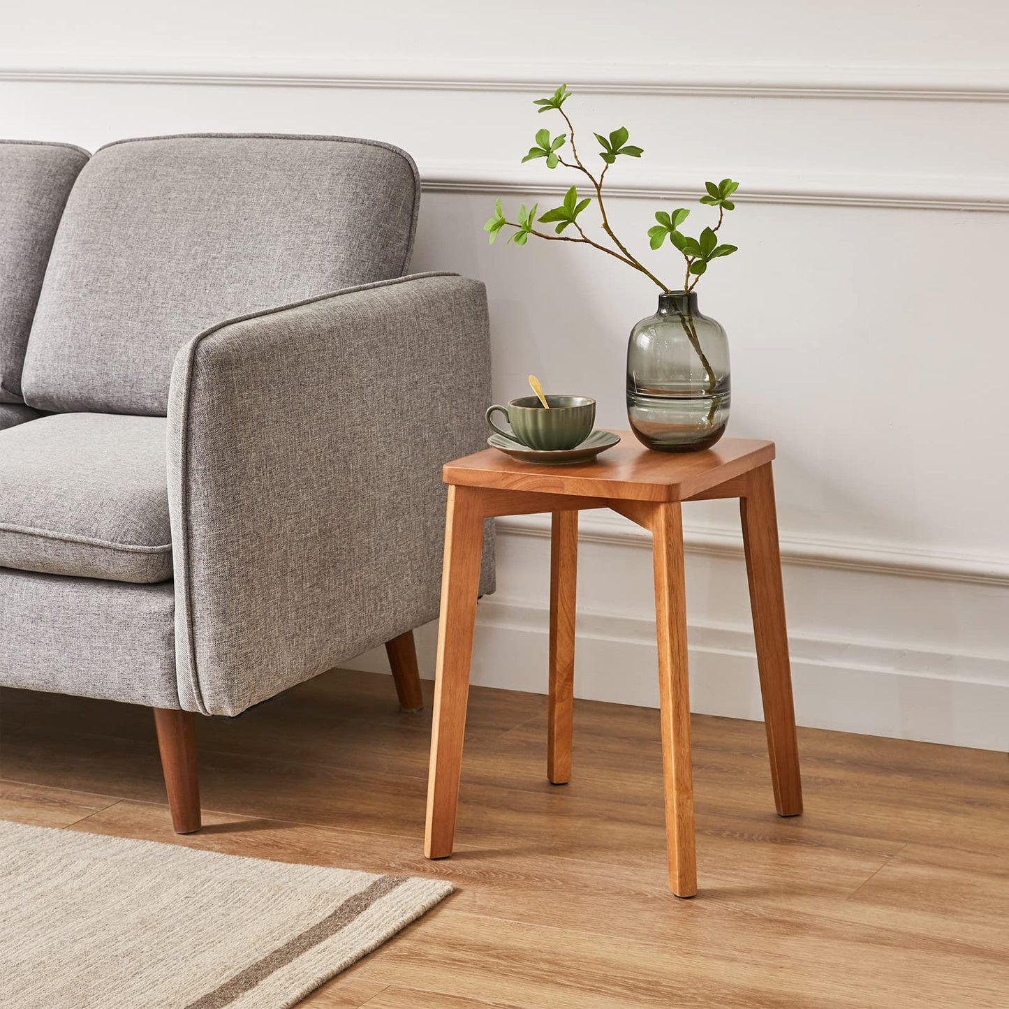 IBUYKE Square Wooden Stool, Stacking Stools, Wood Makeup Stool RF-1502