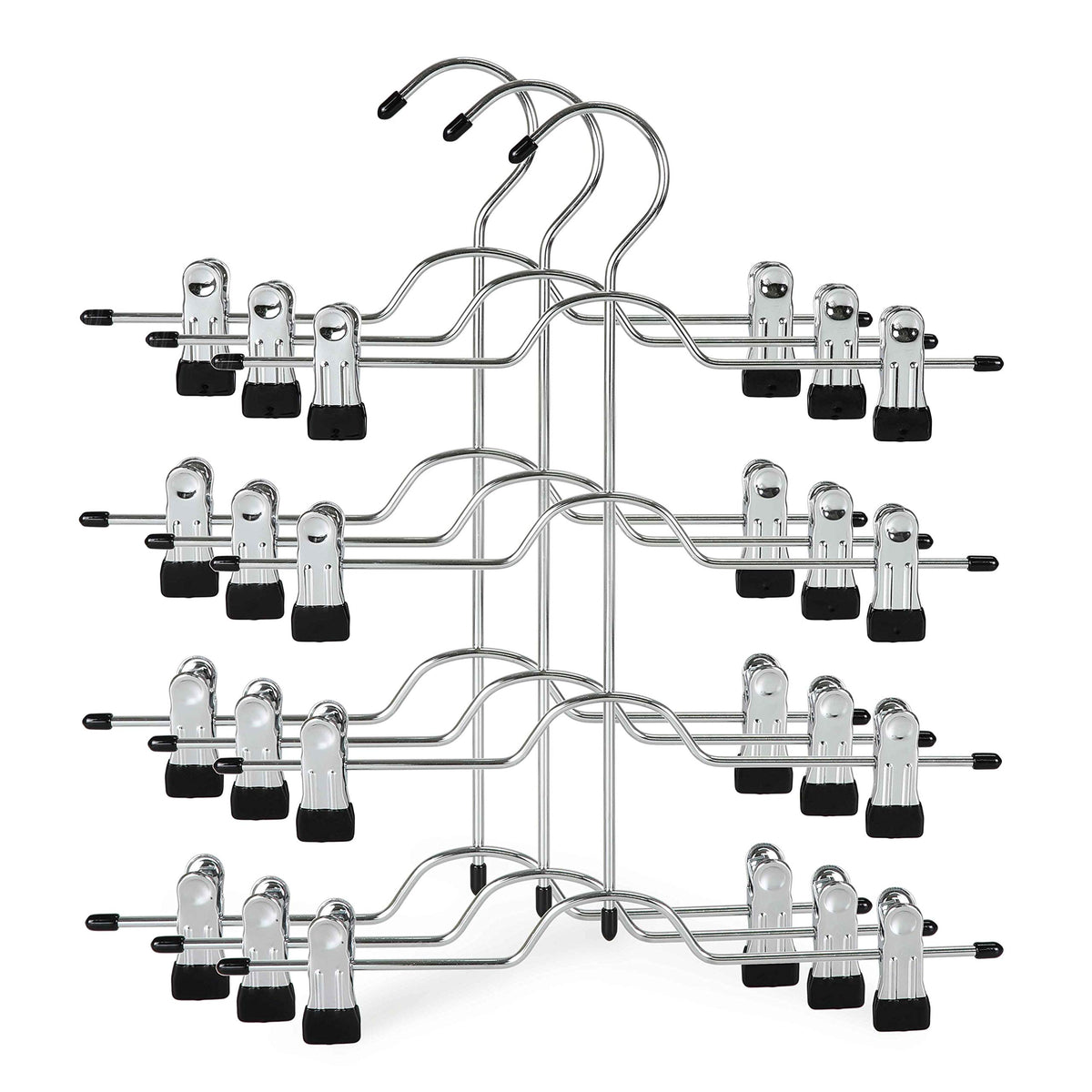 TOPIA HANGER 4 Tier Metal Skirt Hangers for Women, Pants Hanger Space Saving with Adjustable Clips, Gain 70% More Space, Non Slip Grip for Slacks