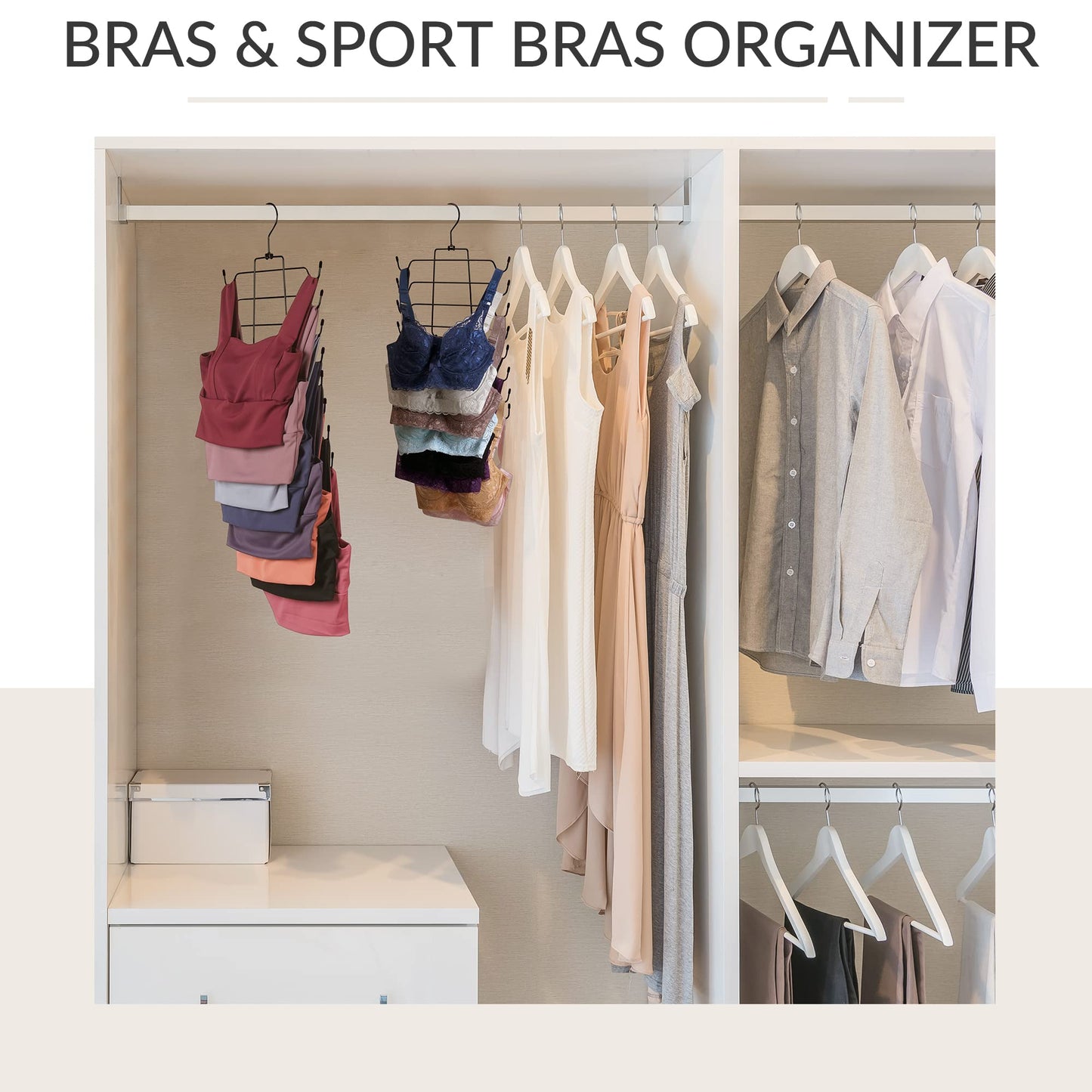 ZEDODIER Tank Top Hanger, 4 Pack Space Saving Hangers, Non-Slip Hanging Bras Holder, Closet Organizers and Storage for Tank Tops, Camisoles
