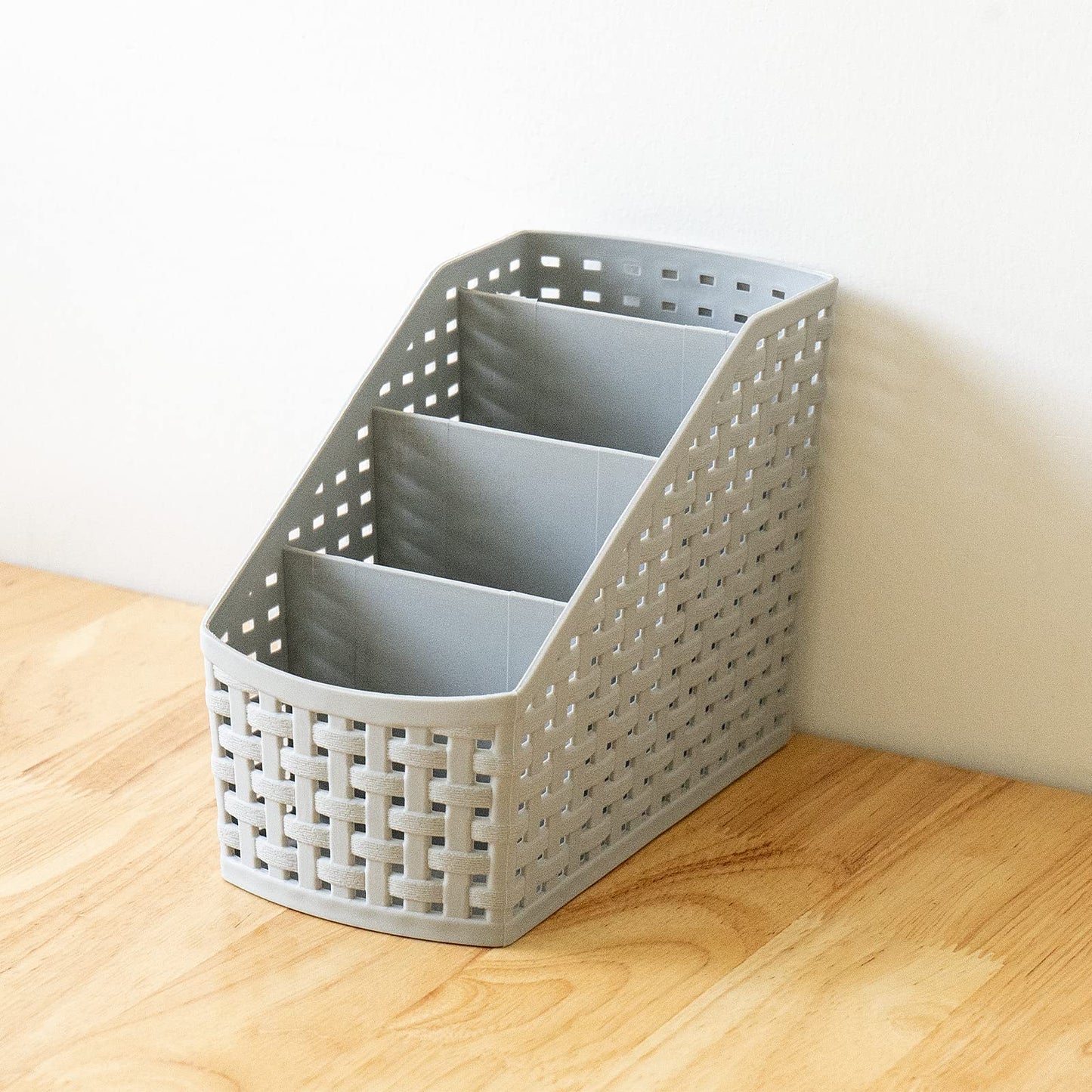 Fai Top 4 Grid Plastic Storage Basket Grey