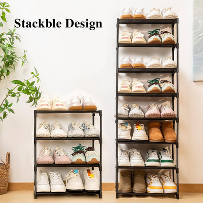 OLYREO Small Shoe Rack 4 Tier Shoe Racks Storage for Hallway, Closet