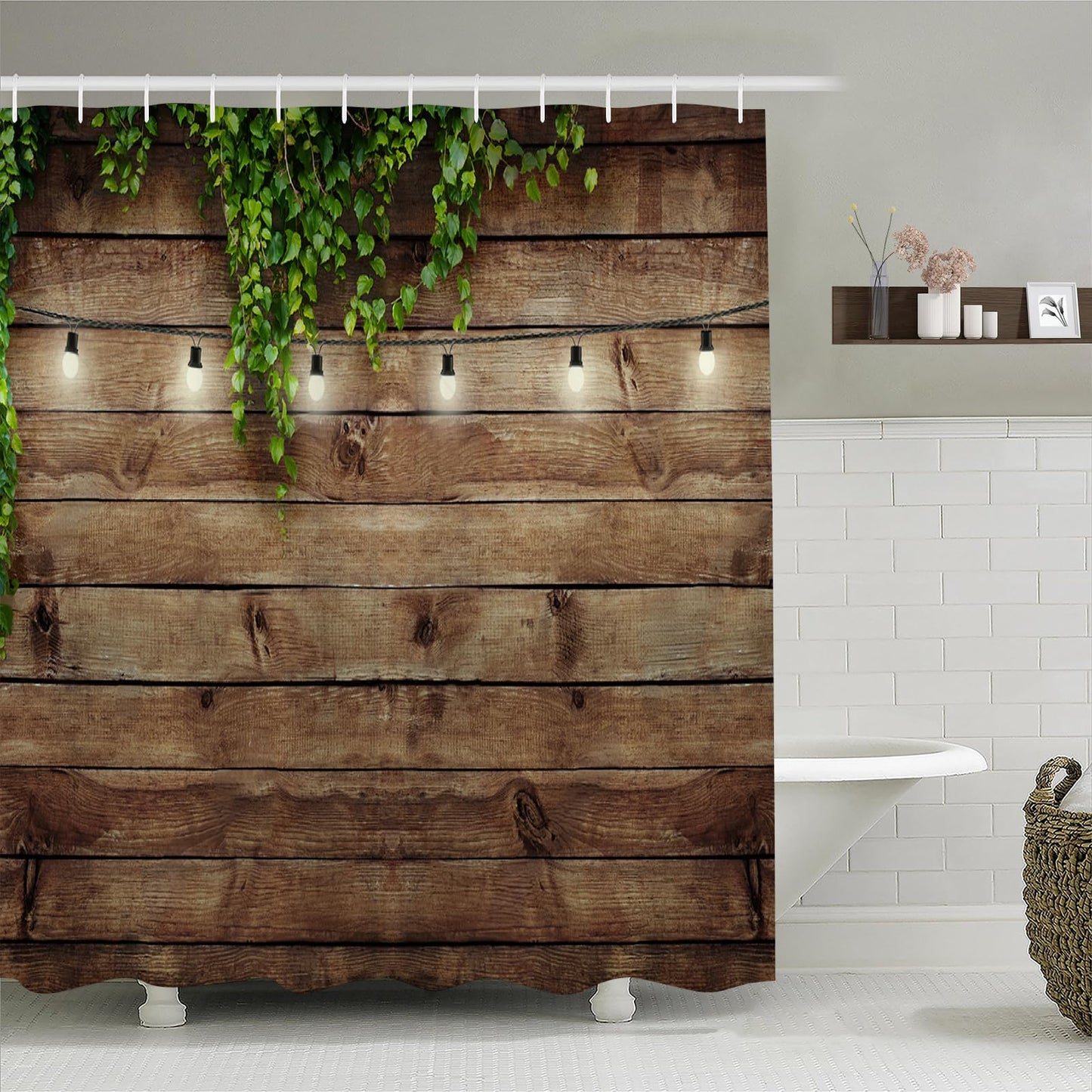 Simpomsy Garden Shower Curtain Outdoor Vintage Rustic Wooden Board Door Shower Curtain