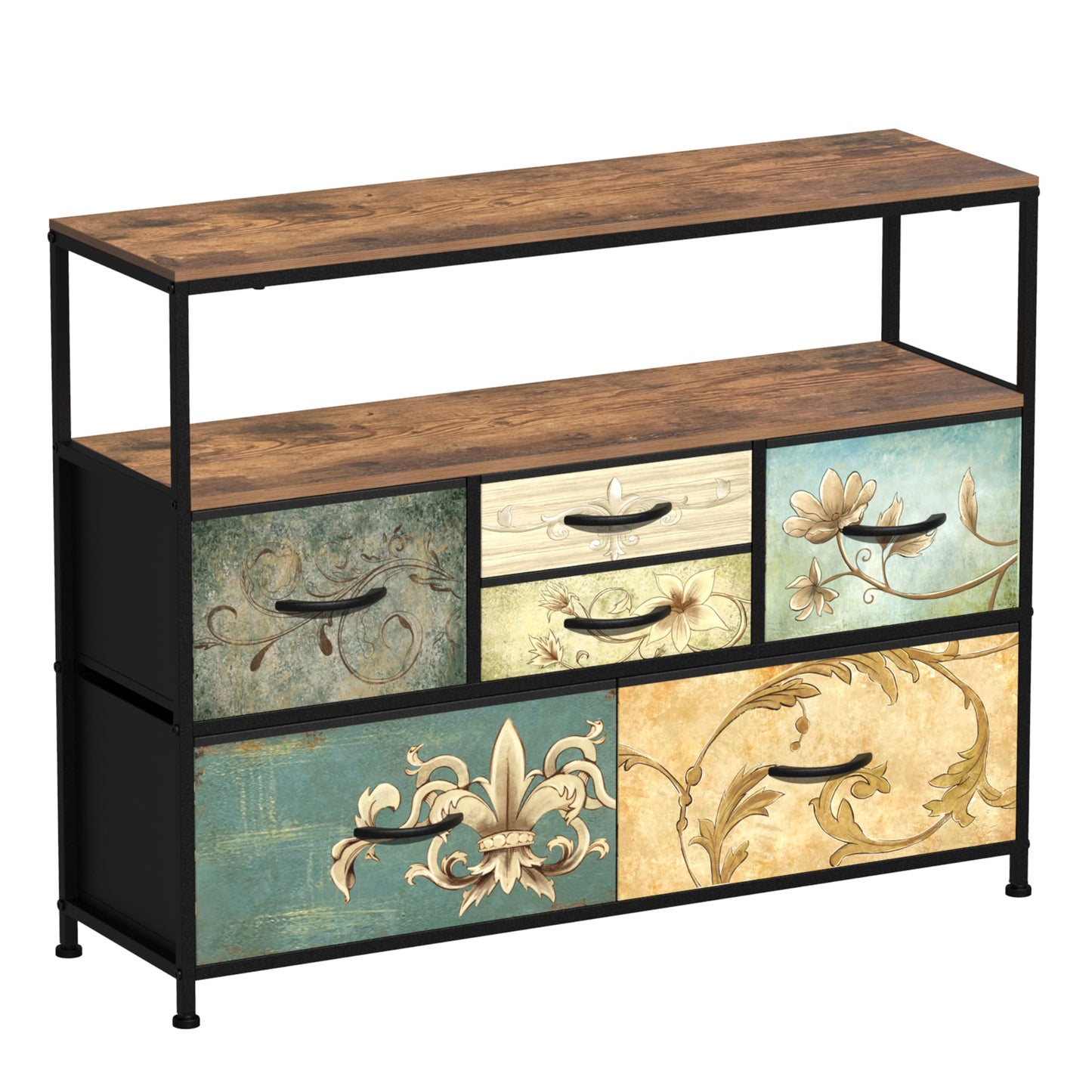 VEDECASA Bedroom Chest of Drawers with Open Shelf 6 Drawer Dresser for Bedroom Storage Organizer Unit TV Stand for Living Room Hallways Closet with