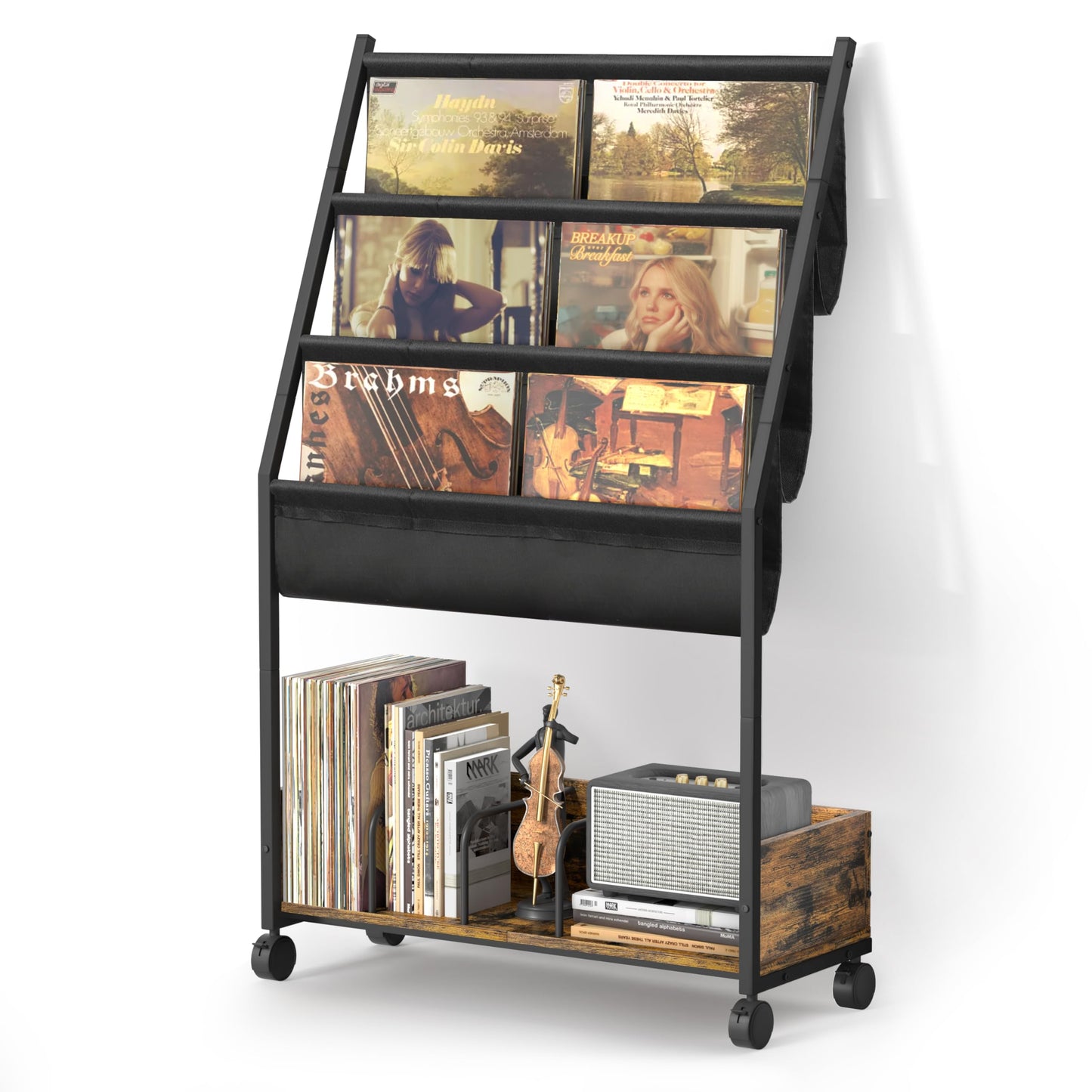 Bikoney 3-Tier Vinyl Record Storage with Display Shelf - Bigger Storage