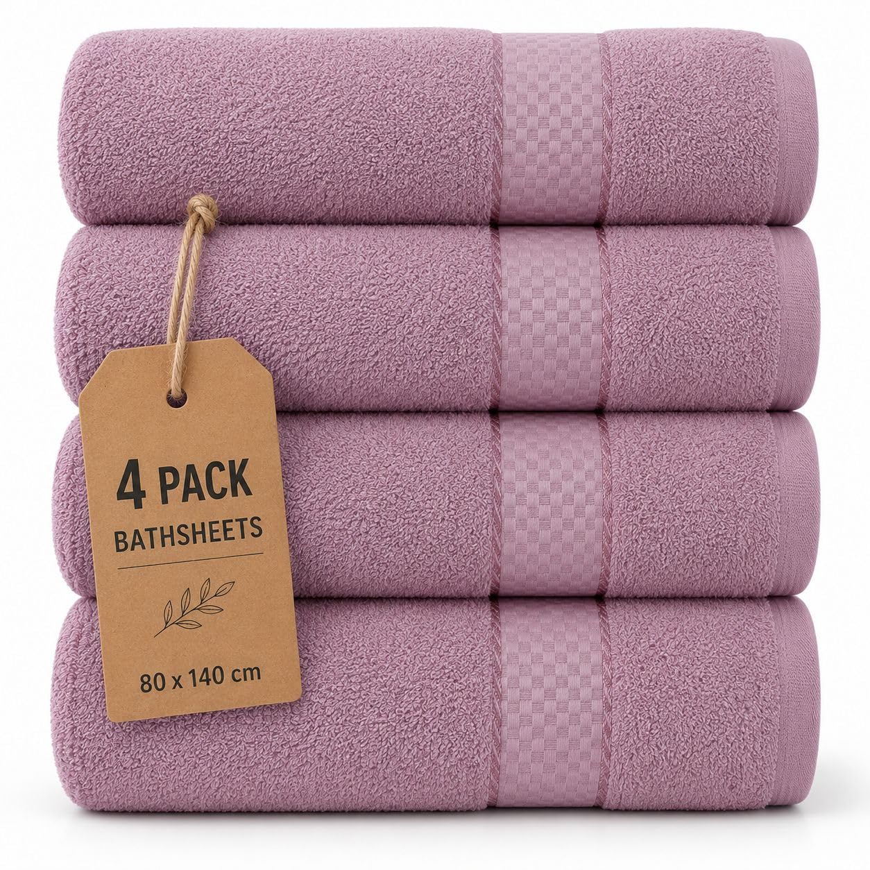 Casabella Luxury Pack Of 4 Bath Sheet 100% Egyptian Cotton Super Soft towel_Pink