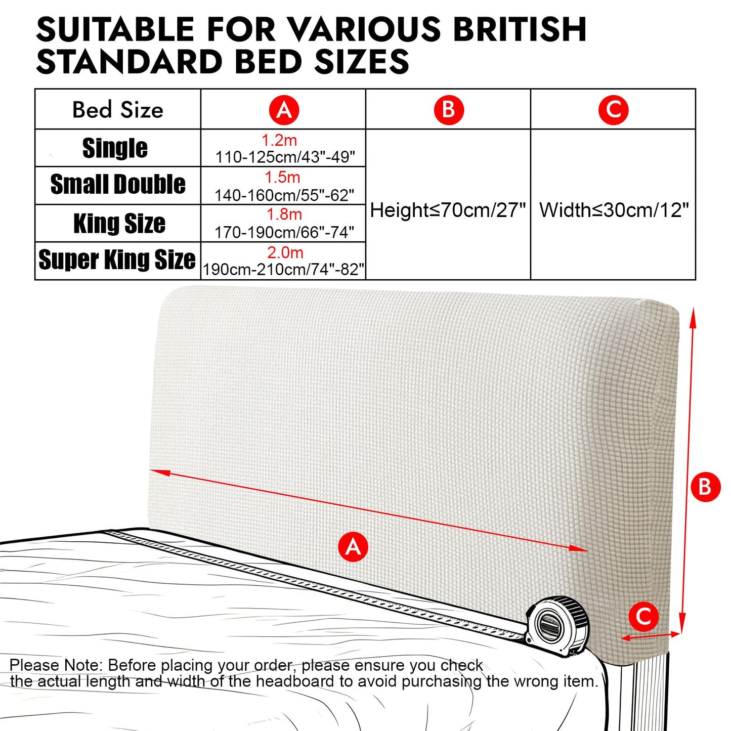 Niuoppy Bed Headboard Cover Fully Wrapped, Stretch Head Board Covers for Single Bed, Beds Headboard Protector Dustproof and Cat Scratch-proof