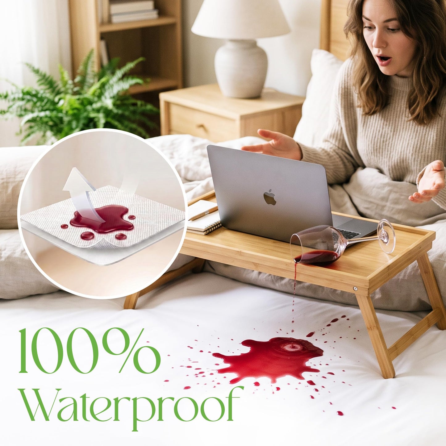 Single Bed Mattress Protector 90x200cm Waterproof 100% Bamboo