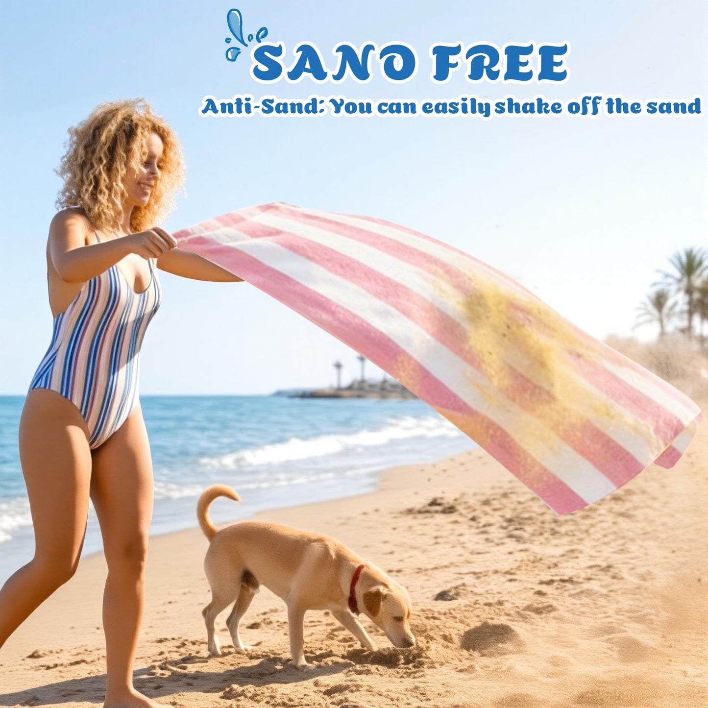 Anavasi Microfibre Beach Towels for Adults, 2 Pack 180 x 90cm 100% Recycled