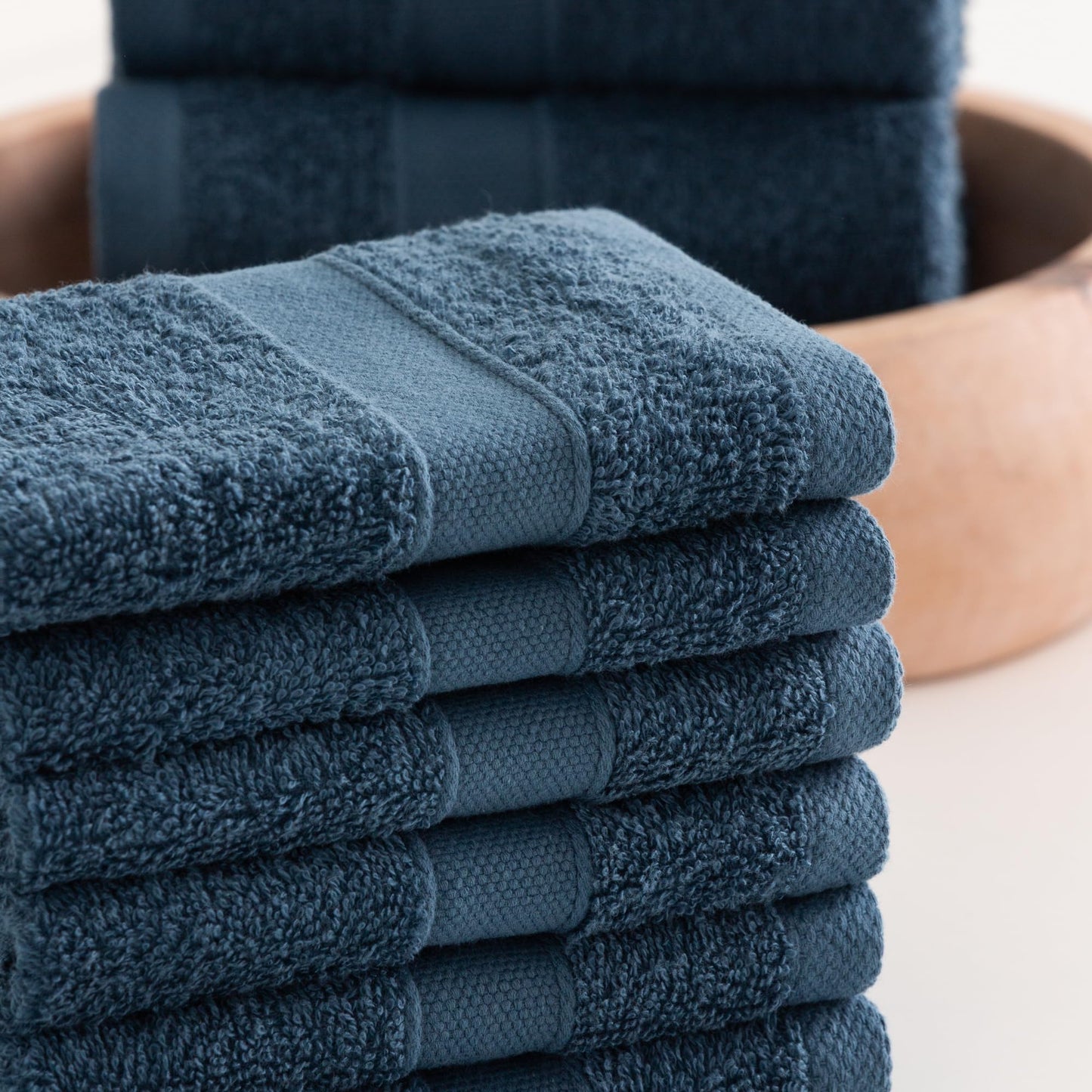 Todocama - Set of 12 Hand Towels (30x30 cm) 100% Soft and Absorbent Cotton, 550 gsm Premium, (Navy Blue)