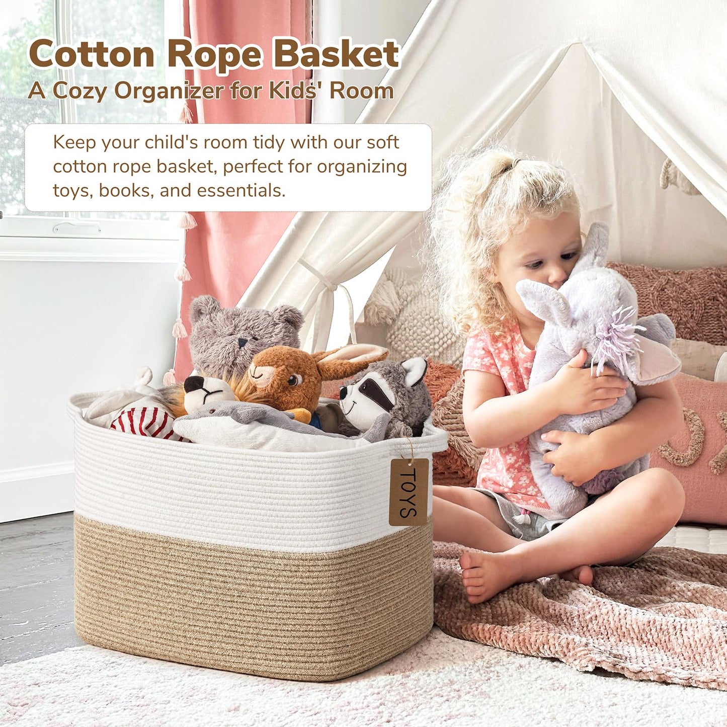 TIMEYARD 50L Large Woven Storage Basket Toy Storage Blanket Basket