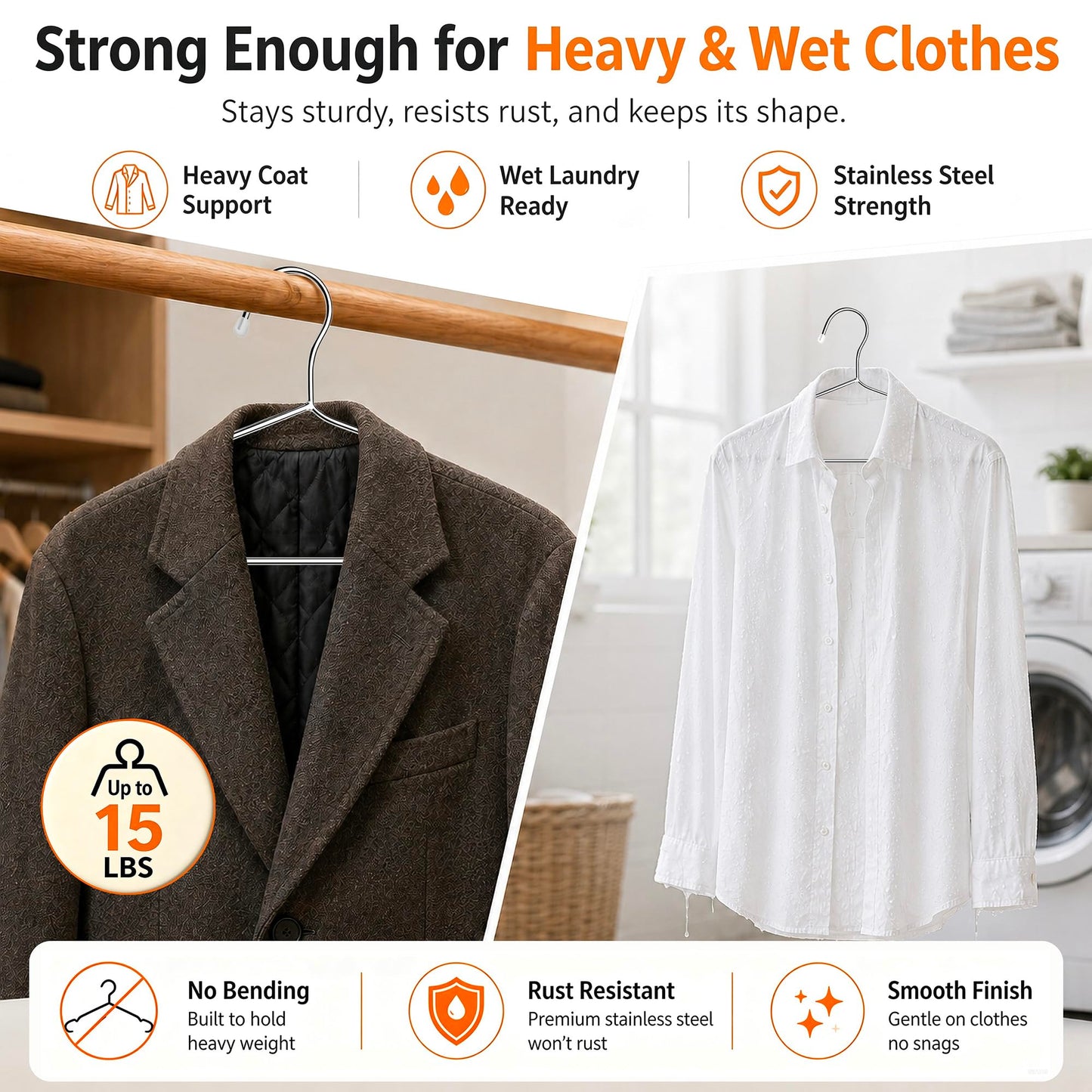 TIMMY Wire Hangers 40 Pack Stainless Steel Strong Metal Coat Hanger Clothes 16.5 Inch