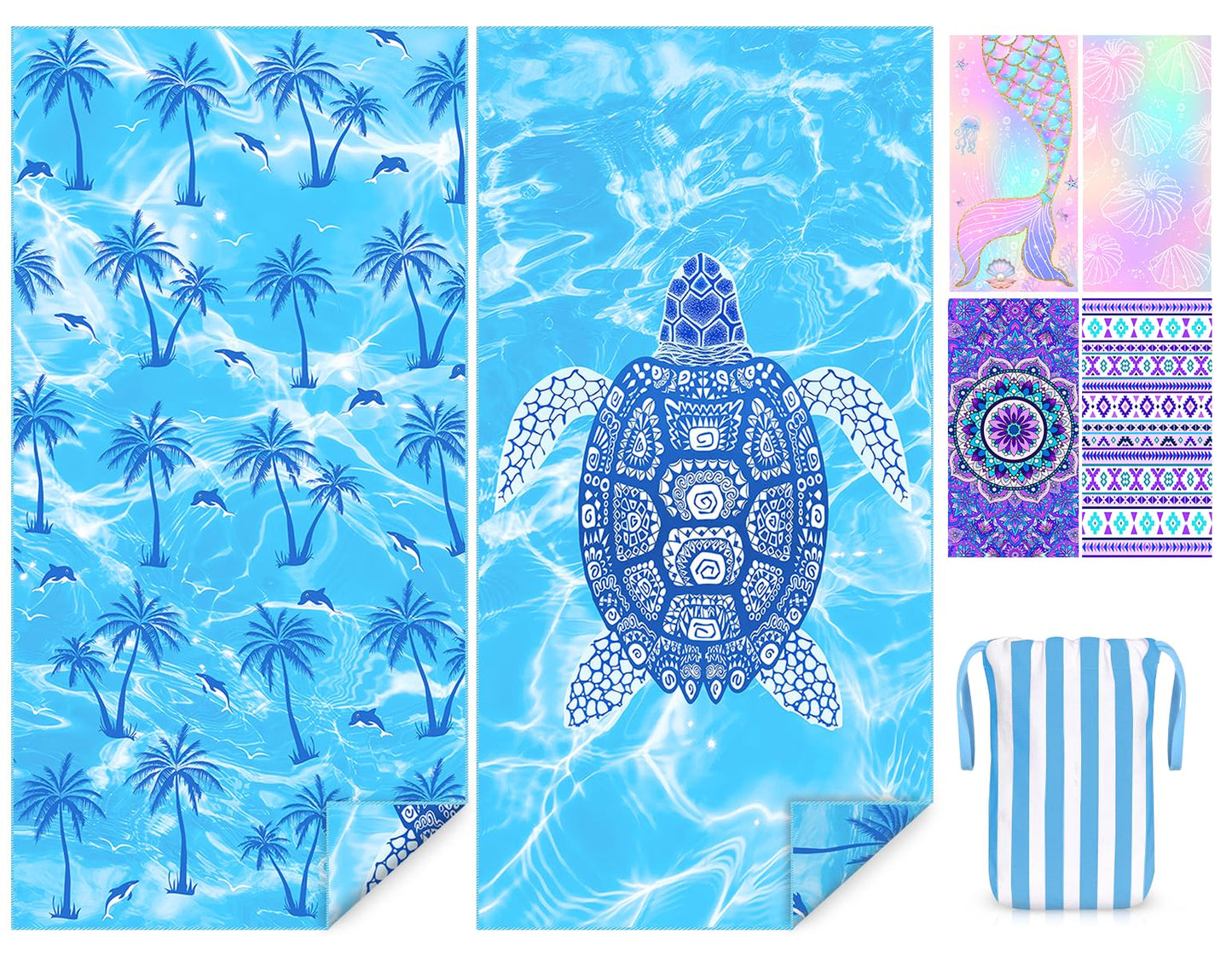 COYBTO Beach Towels for Adults, Large 180x90CM Dock and Bay Beach Towel, Double Sided, Sandproof, Lightweight