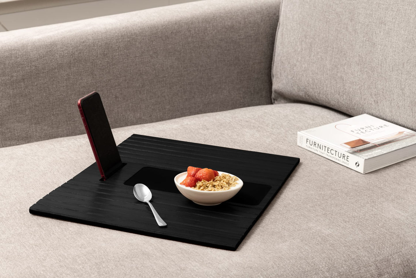 Bamboo Sofa Arm Tray – Anti-Slip, Flexible Sofa Arm Table for All Armrests – Durable Couch Tray with Elegant Design, Natural Color