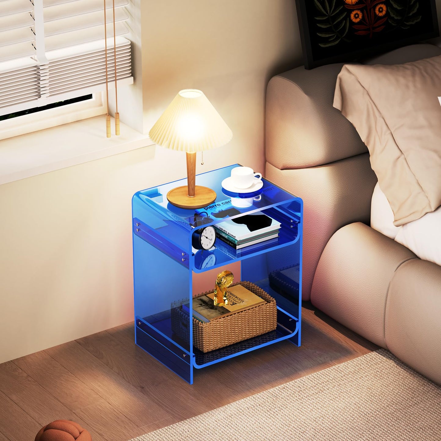 solaround Acrylic Side Table, 45 x 30 x 58 cm, Blue