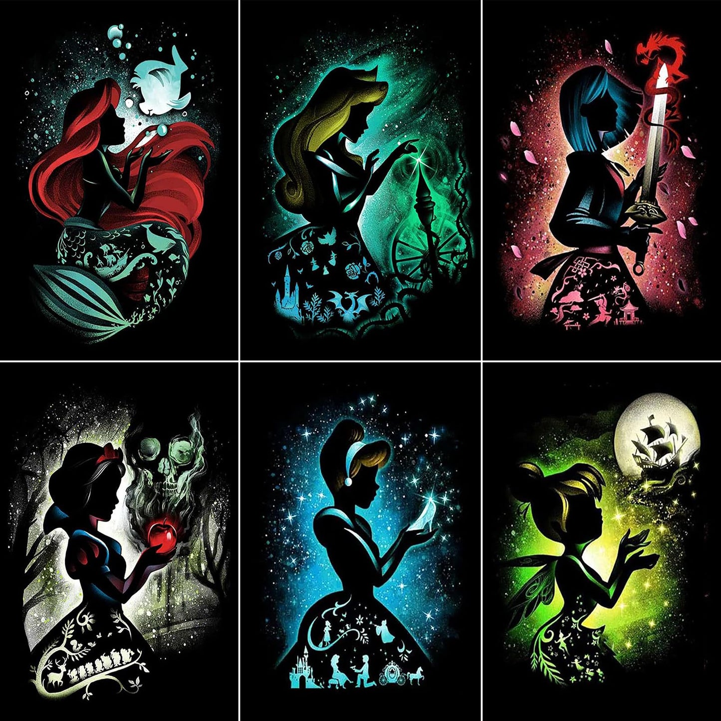 KEYRANKE 6 Pack Disney Diamond Art Kits Adults, Diamond Painting Disney Kits, Cross Stitch Full Drill Shiny Diamond Embroidery Pictures Arts Craft for