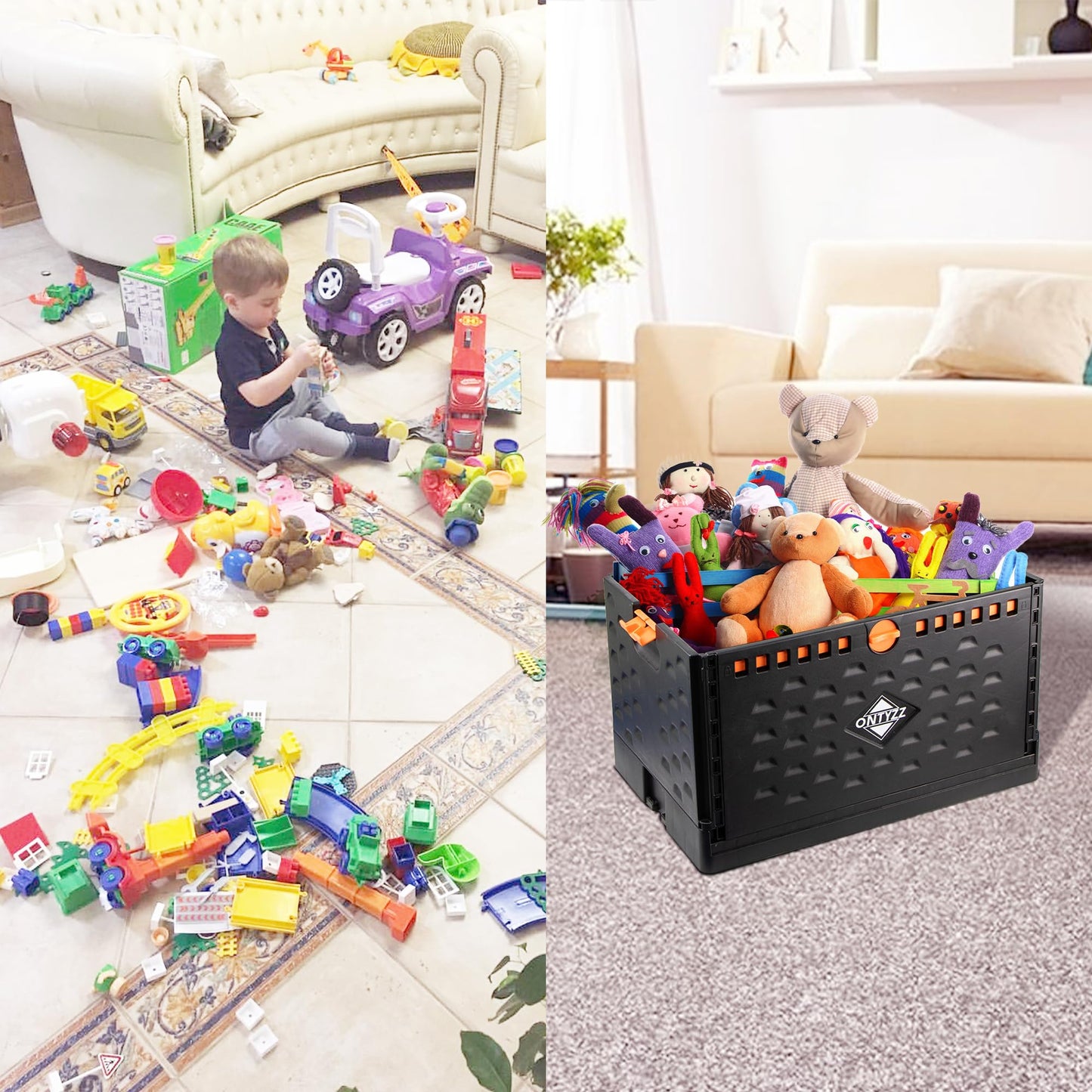 Foldable Crate Plastic Storage Box Basket Large Plastic Storage Bins 34 * 36 * 56CM Stackable Folding Box 60L Container Basket Collapsible Box for