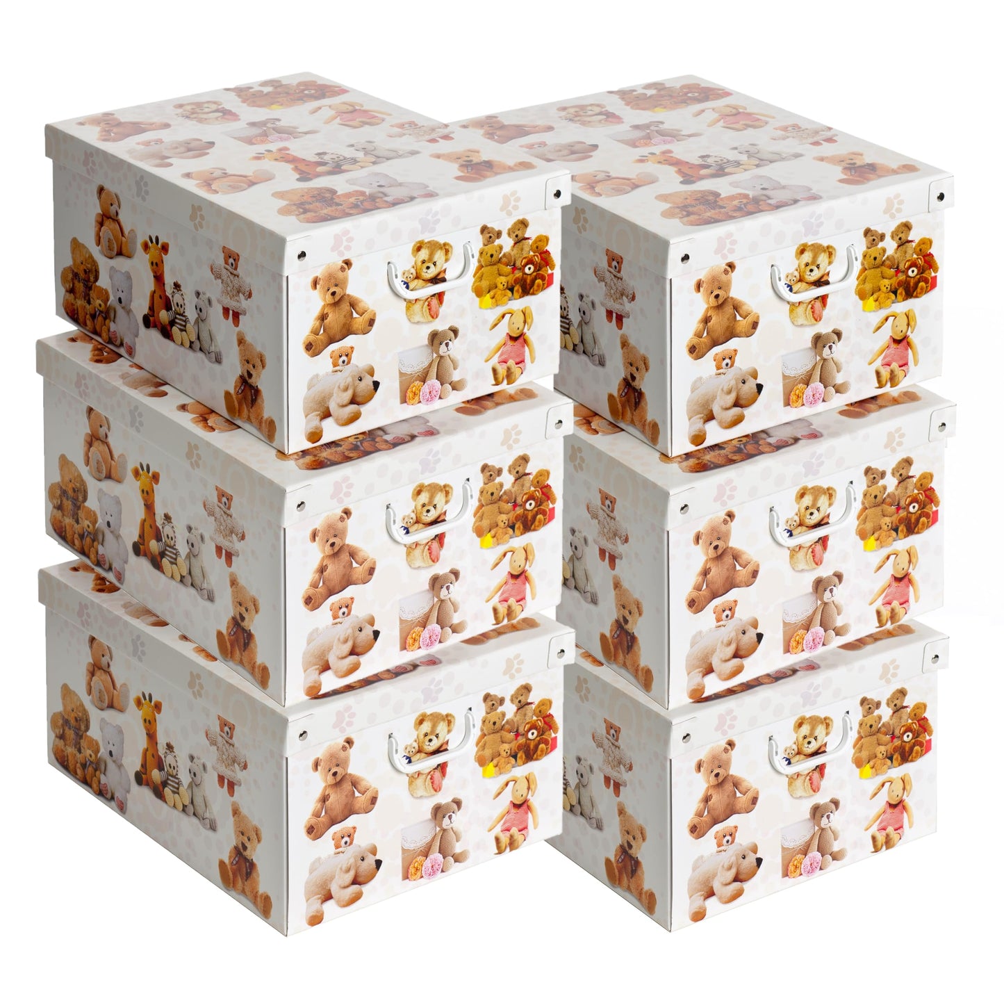 Lavatelli Set of 6 Cardboard Storage Boxes with Lid Bears 39x50x24cm