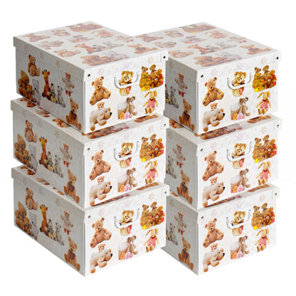 Lavatelli Set of 6 Cardboard Storage Boxes with Lid Bears 39x50x24cm