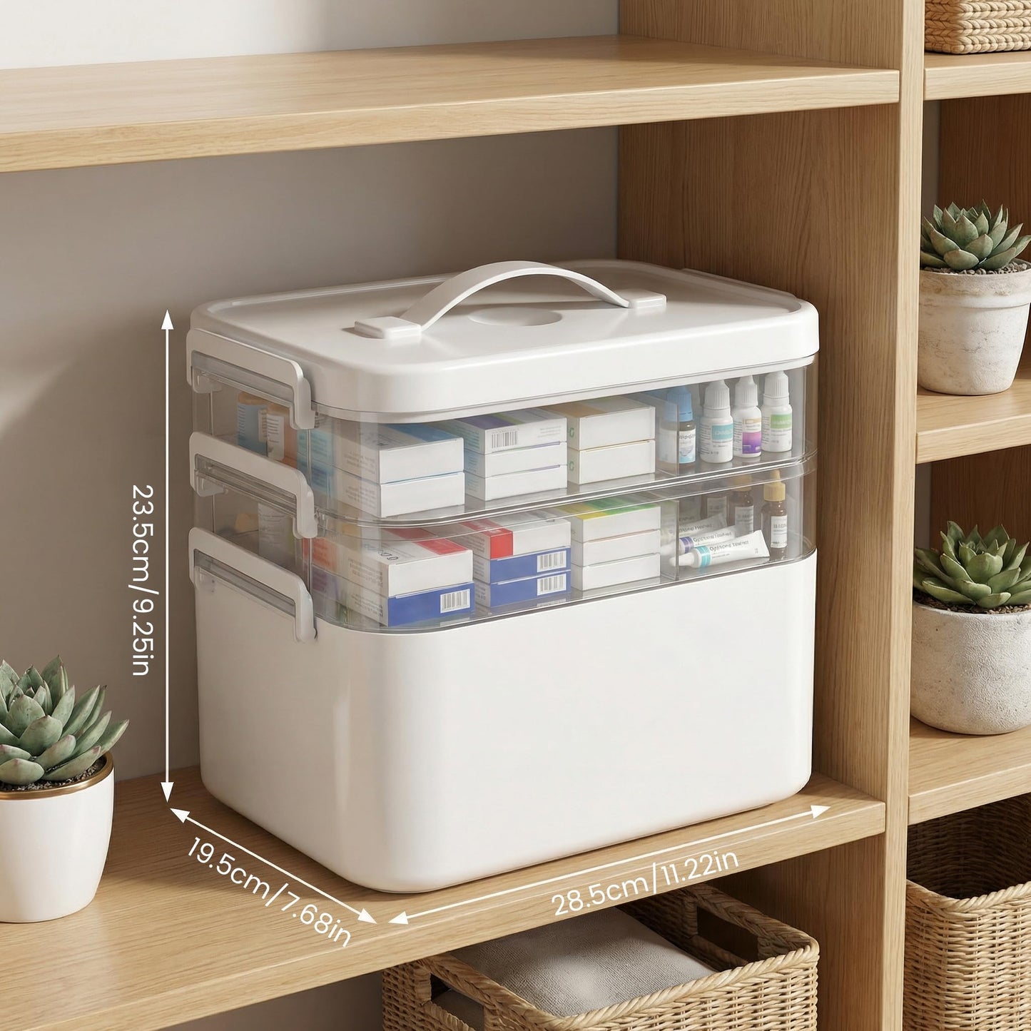 Kryndle Medicine Storage Box, 3 Layer Medicine Box with Compartments