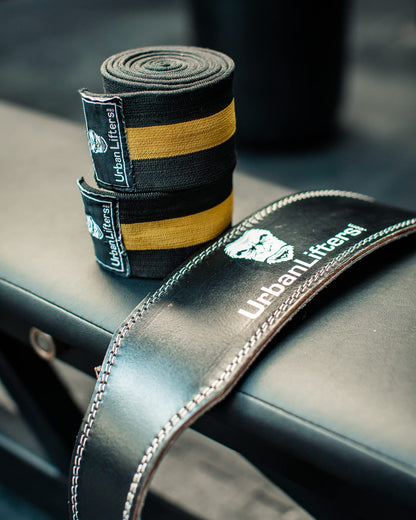 Urban Lifters Weight Lifting Belt. Leather Weight Belt 4" Thickness, thick brass buckles, Padded Back Support & adjustable holes. Gym Belt, Deadlift