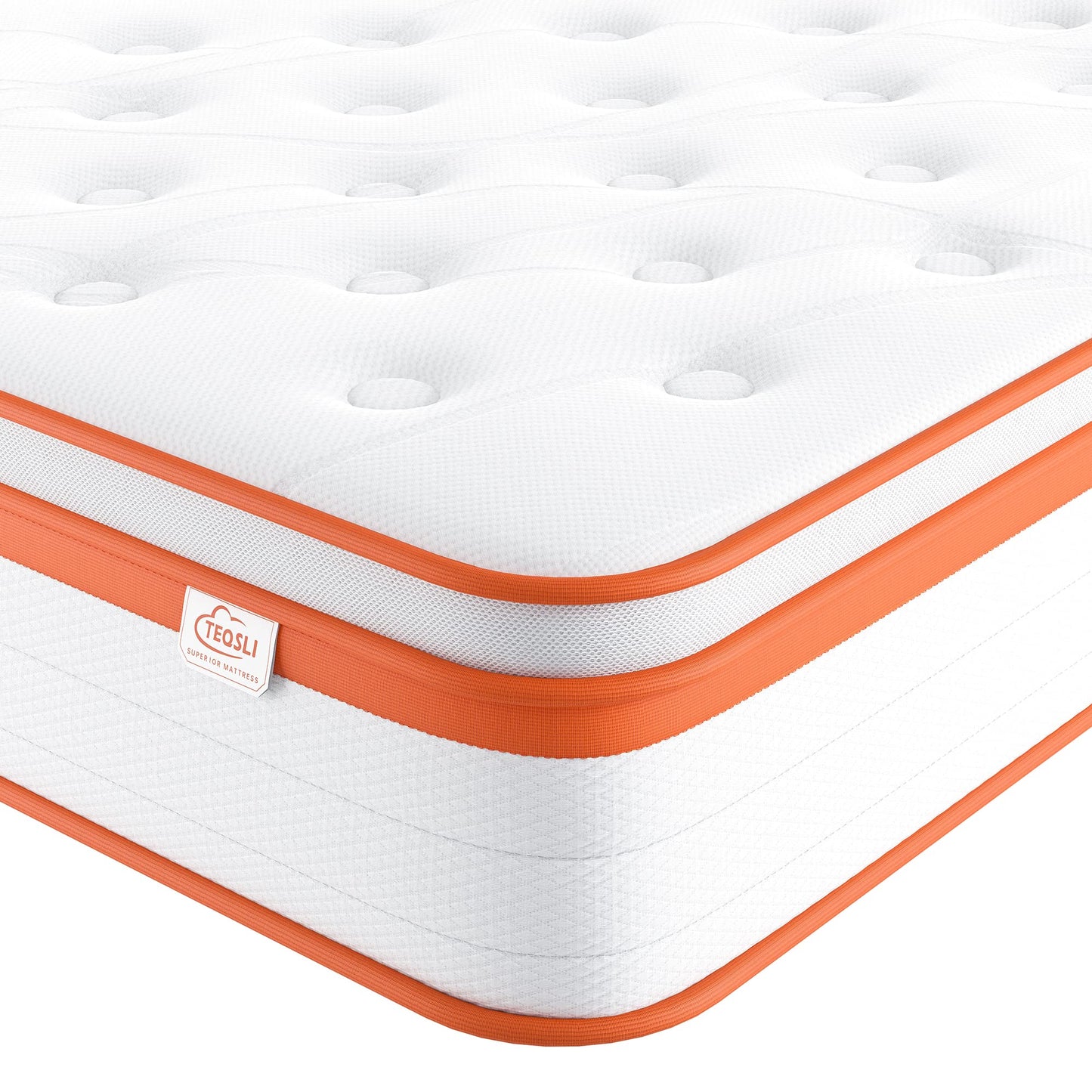 TeQsli King Mattress 5FT, 10 Inch Memory Foam 7 Zone Support King Mattress Pocket Sprungs Wave Memory Foam Hybrid - Medium Firm