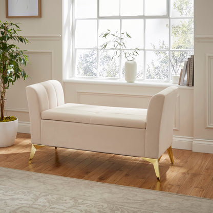 GFW Pettine Ottoman Storage Bench, Natural, H-67cm x W-121cm x D-45.5cm