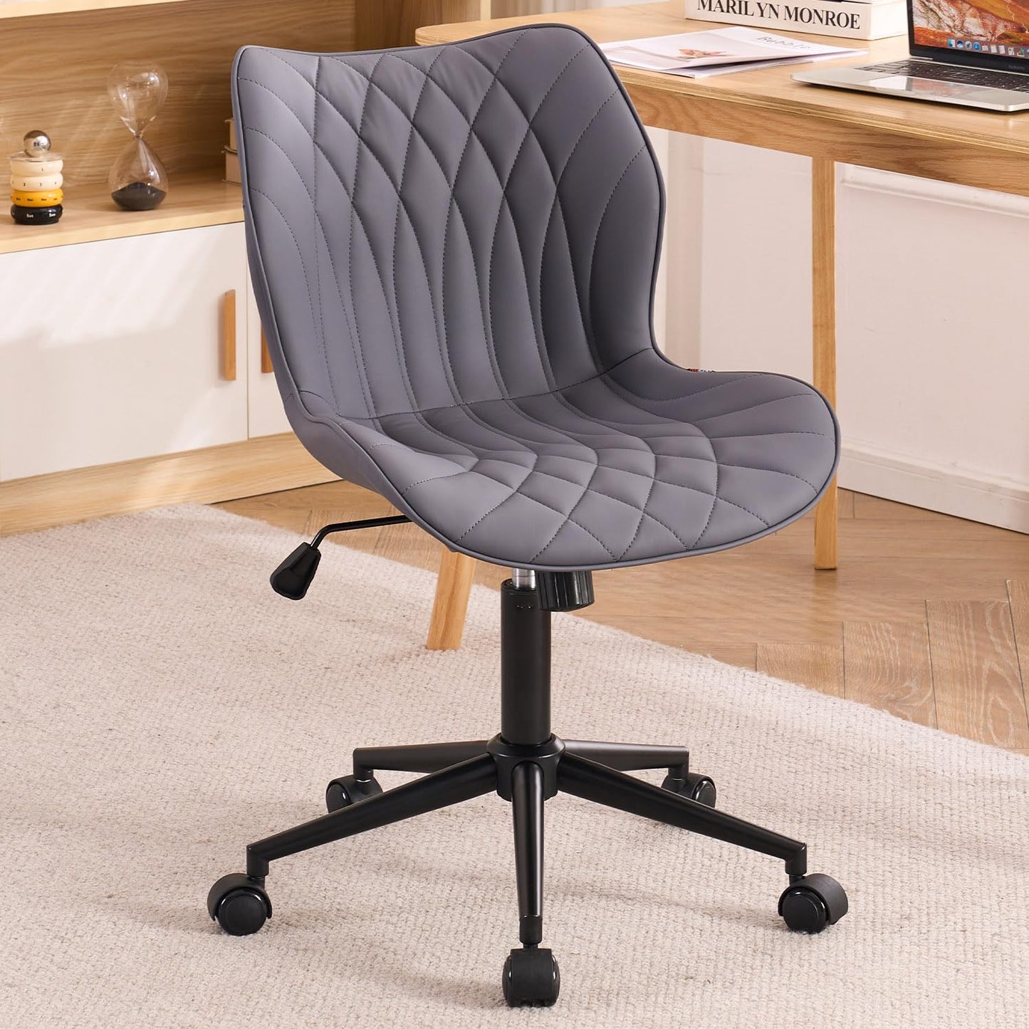 YOUNUOKE Desk Chair Adjustable Home Office Chair with Wheels, Purple