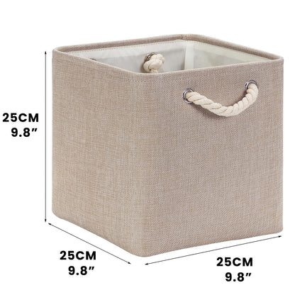 Mangata 25x25x25cm Cube Storage Boxes 3Pcs Light Khaki Foldable Baskets