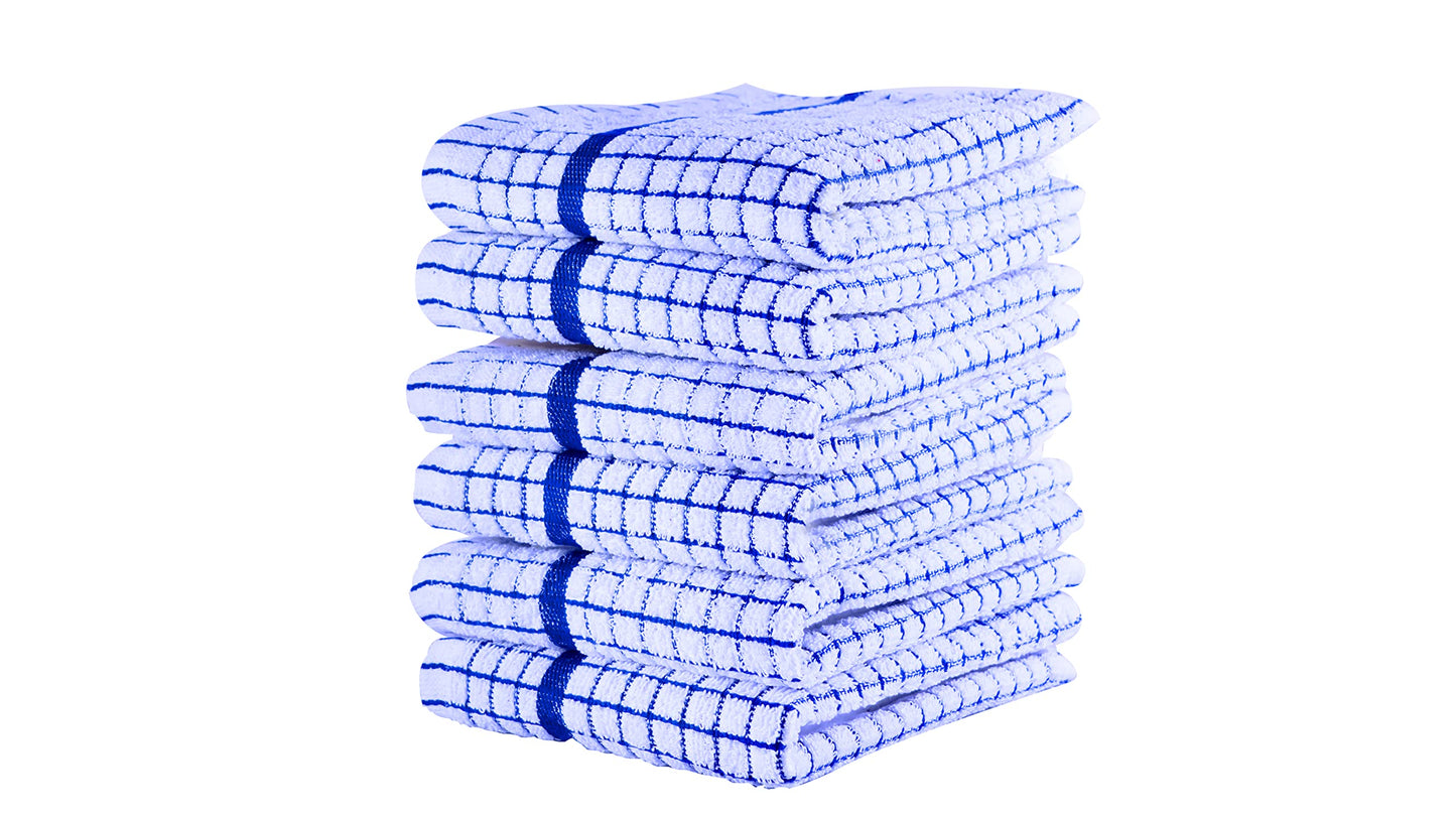 QUALITY HOME TEXTILES 100% Cotton Large Luxury Terry Towelling Tea Towels with Hanging Loop