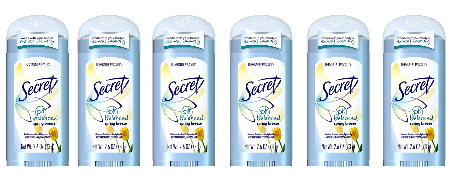 Secret Invisible Solid Antiperspirant & Deodorant - Spring Breeze 75 ml (Pack of 6)