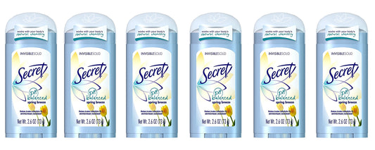 Secret Invisible Solid Antiperspirant & Deodorant - Spring Breeze 75 ml (Pack of 6)
