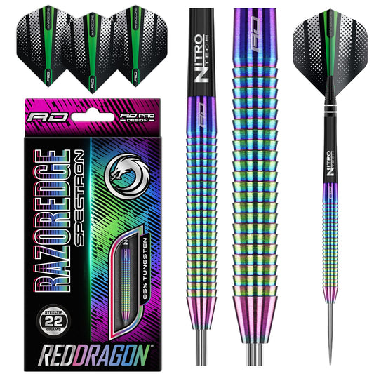 RED DRAGON Razor Edge Spectron 22g - Tungsten professional steel darts set with flights and shafts
