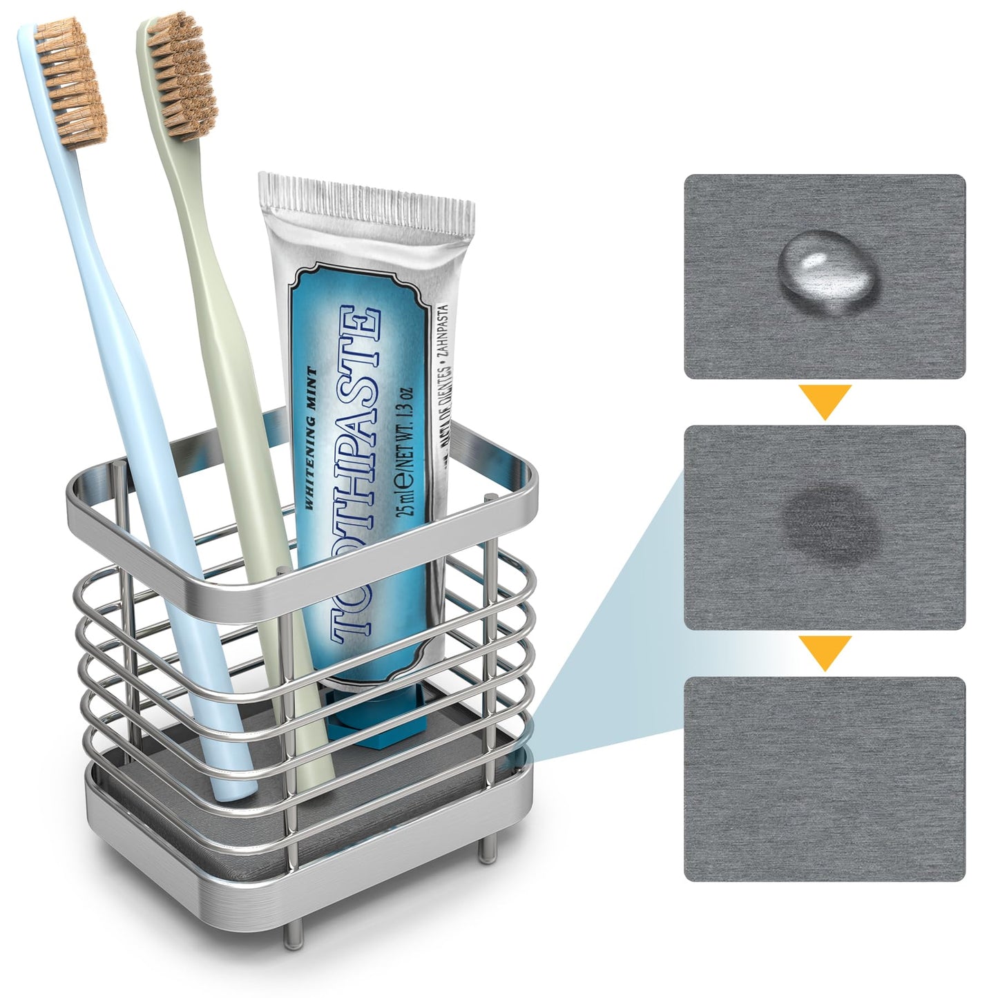 NiHome Stainless-Steel Toothbrush Holder with Diatomite Drip Tray