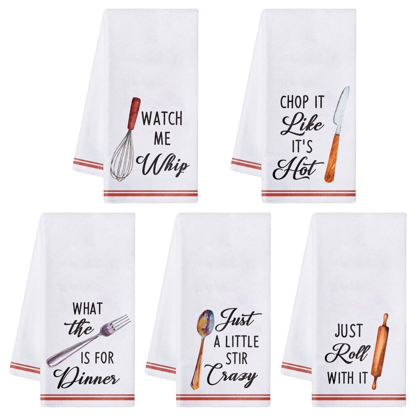 R HORSE 5Pcs Kitchen Dish Towel Funny Cookware Kitchen Dishcloth Absorbent Utensils Themed Cleaning Dishcloth Bar Hand Towel Gift for Baking Lover