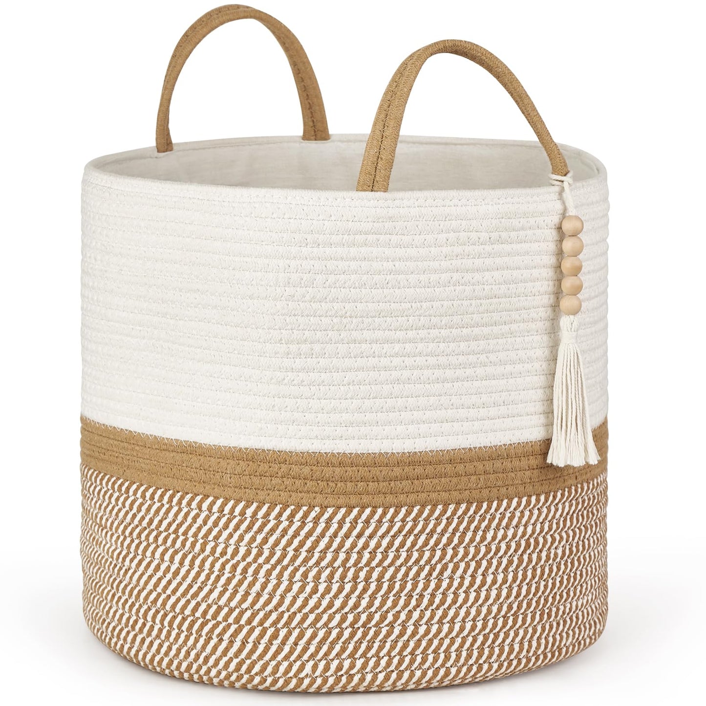 Mkono Woven Storage Basket for Blanket, Toys Plant Organizer, 16"W x 13.8"L
