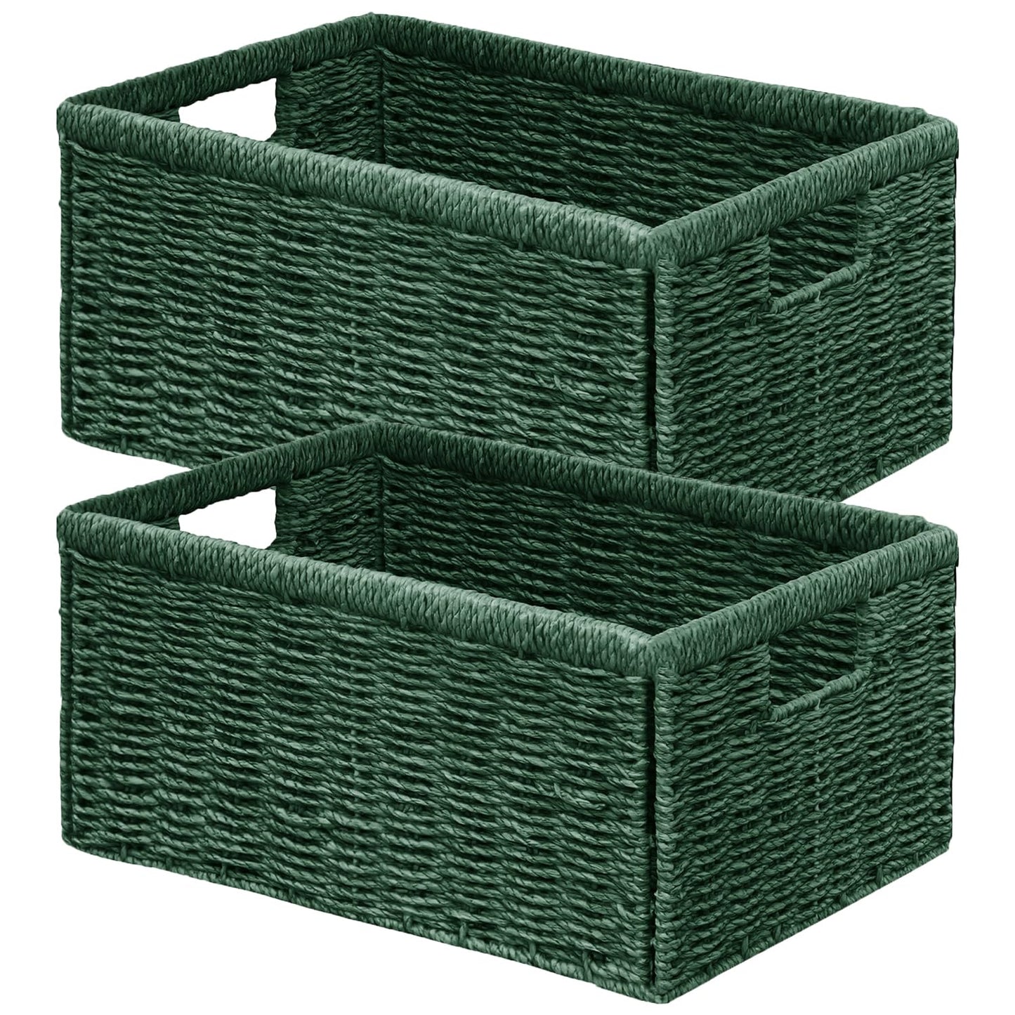 Vagusicc Wicker Storage Basket, Foldable Storage Cubes Organizer Bins, Handwoven Storage Baskets for Shelves Closet Office Bathroom