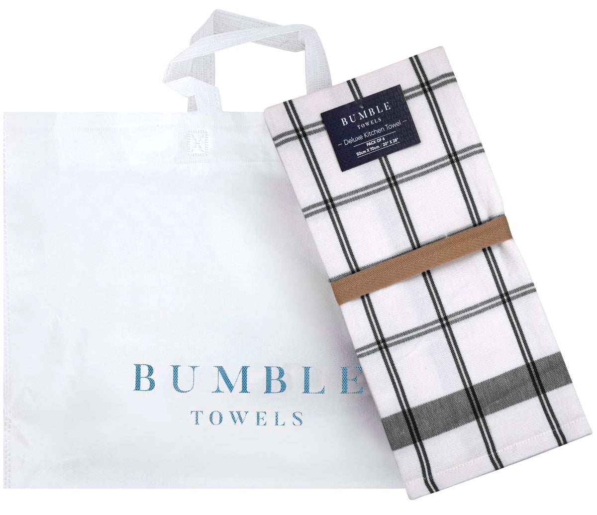 Premium Tea Towels 20”x 28”/ 50 x 70 cm, 6 Pack – Large Cotton Kitchen Tea Towel – Flat & Terry Towel