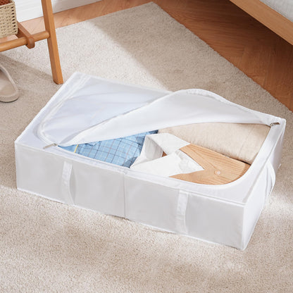 TYEERS Under Bed Storage Box with Lid, Durable Fabric, Washable, Collapsible, Under Bed Storage for Clothes, Blankets, Sheets, Shoes, 70x42x18 cm,