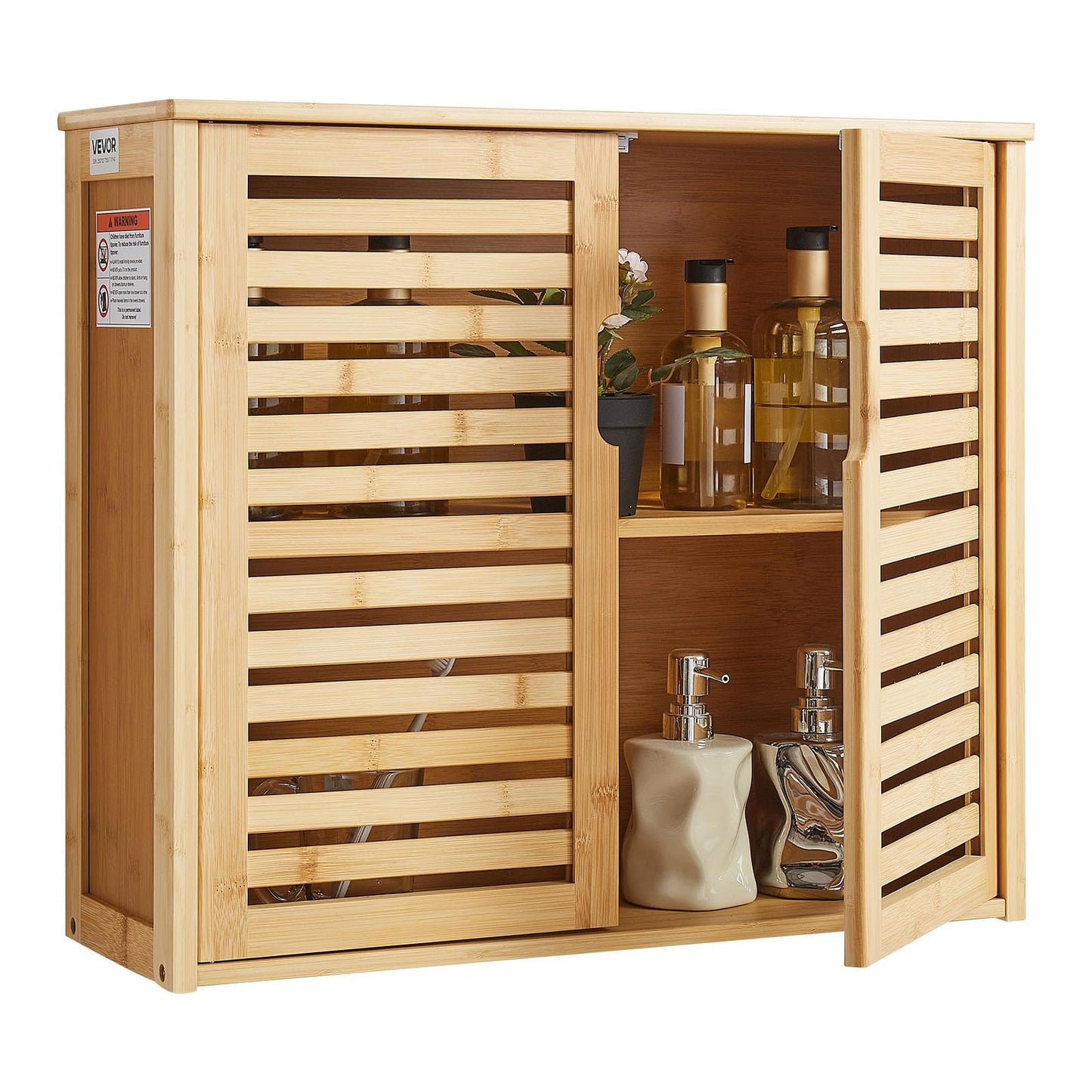 VEVOR Bathroom Wall Cabinet, 2 Doors and Adjustable Shelf with 3 Height Levels, Over the Toilet Storage Medicine Cabinet Wall Mounted