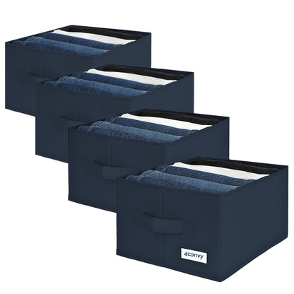 4CONVY Wardrobe Storage Organisers - Drawer Organisers for Clothes - Foldable, Stackable Organising Boxes with Compartments, Dividers and Handles