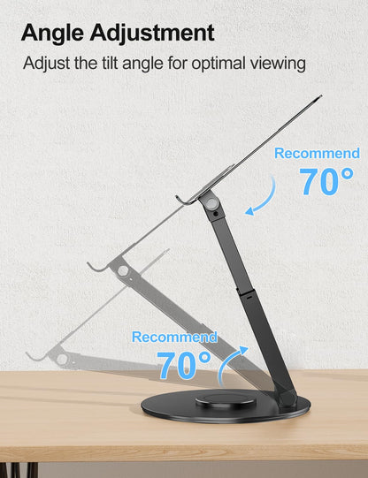 tounee Telescopic Laptop Stand for Desk with 360 Swivel Base, Sit to Stand, Height Adjustable, Portable Riser Holder for Good Posture, Compatible
