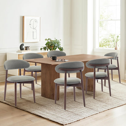 COLAMY Modern Dining Chairs Set with Wooden Legs – Upholstered Fabric Dining Room Chairs with Curved Backrest, Soft Cushion Seat