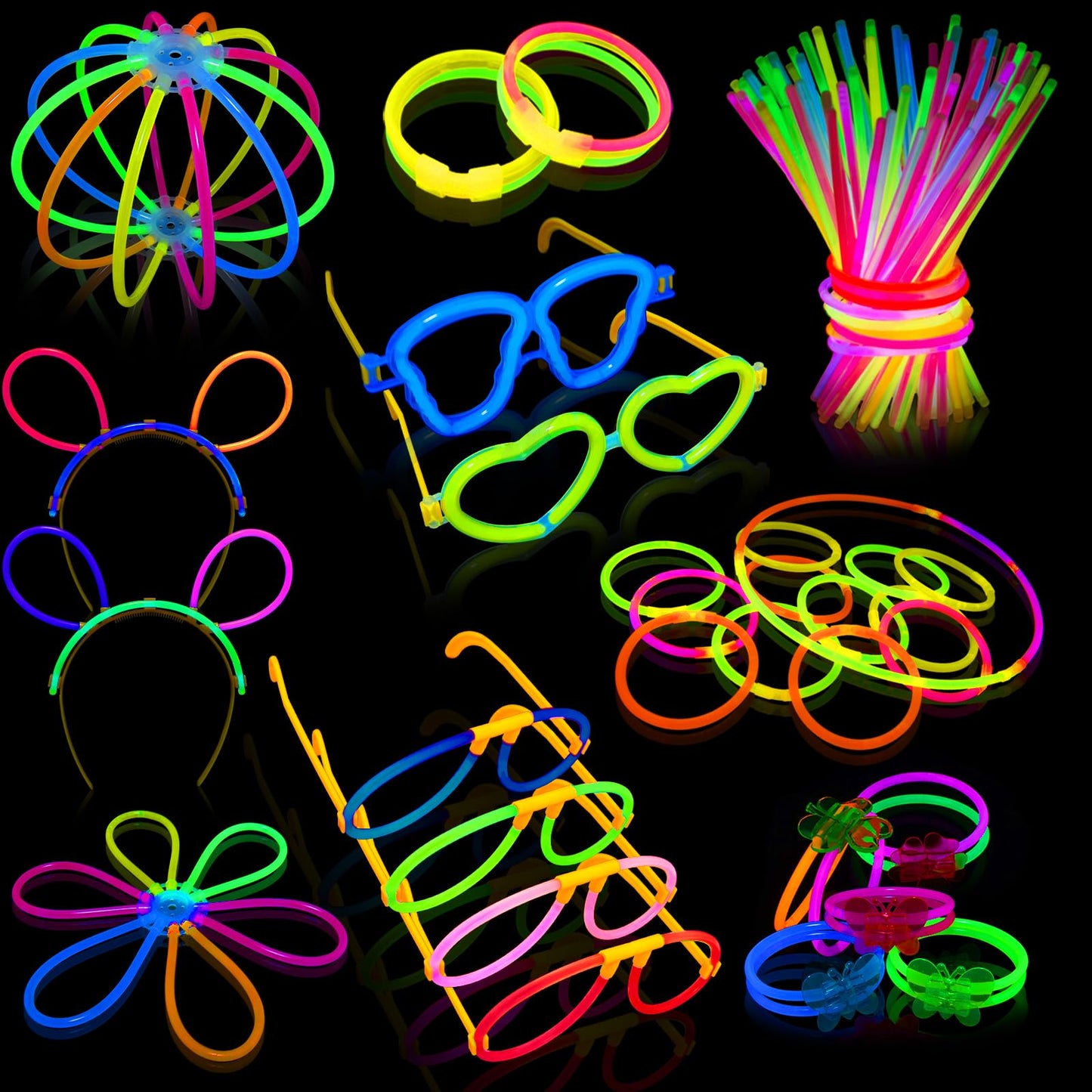 Segotendy New Years Eve Decorations 2026, 100 Glow Sticks,232pcs Glow Sticks Party Pack for Adult Children,Neon Party Bag Fillers,Glow in Dark Party