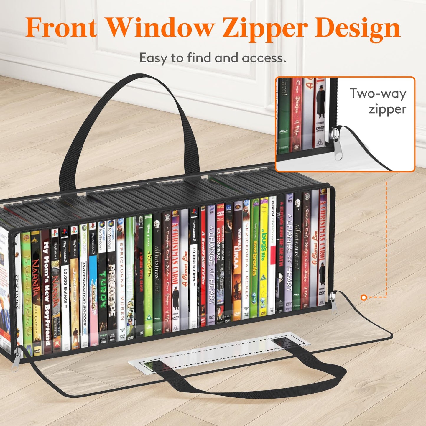 Lifewit DVD Storage Cases, Clear PVC Organizer with Handles, 6 Pcs
