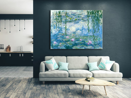 Wieco Art Water Lilies by Claude Monet Oil Paintings Flowers Reproduction Extra Large Modern Gallery Wrapped Giclee Canvas Prints Artwork on Canvas