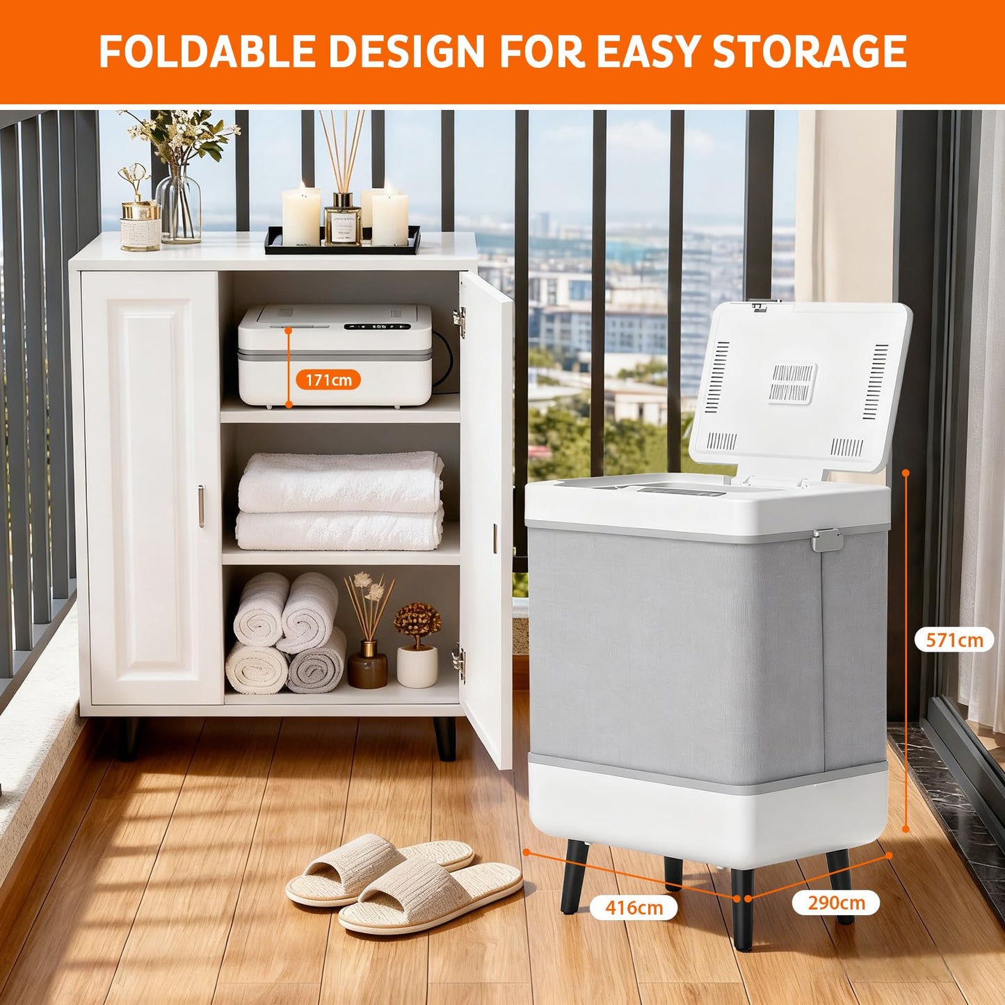 JAOGAUS Towel Warmer, Foldable Towel Heater Cabinet with LED Display